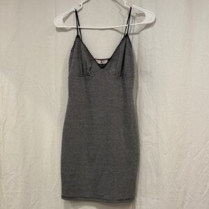 Blue Blush Black and White Striped Slip Dress